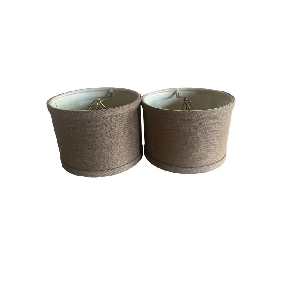 Set of 2 Brown Linen 5.5 inch Drum Shade (4 inches high)
